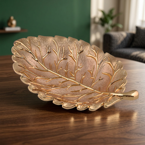 Elegant Gold Leaf Dish for Home Decor Durable Unique Design Perfect for Serving or Displaying Decorative Items - Product Image 1