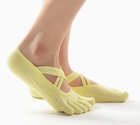 Chaussettes de yoga à cinq orteils pour femmes pour le yoga chaud Chaussettes de yoga croisées en coton extensibles et confortables pour les amateurs de fitness