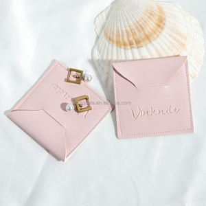 Custom Embossed logo pink Luxury <b>Envelope</b> Camera Watch <b>Gift</b> Jewellery Bag Waterproof Pu Leather Jewelry Pouch - Product Image 3