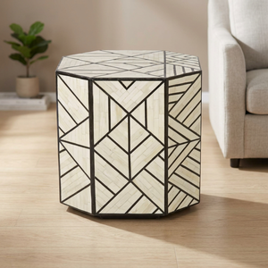 Mesa Auxiliar Geométrica de Bambú, Diseño Moderno, Decoración para Sala de Estar, Mueble Decorativo Resistente, Mesa de Centro para el Hogar - Product Image 1
