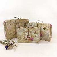 Boîtes de rangement empilables en carton blanc élégant, en forme de valise, style vintage, pour anniversaire