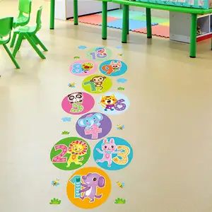 Individuelle kreative Karikatur Latten-Boden-Aufkleber für Kinder Zahlen Hopscotch Spiel Boden-Aufkleber DIY Spiel Wand-Aufkleber