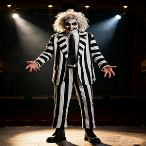 Disfraz de <span class=keywords><strong>Beetlejuice</strong></span> para Hombre, Conjunto de Traje con Rayas Blancas y Negras, Disfraz de Halloween - Product Image 4