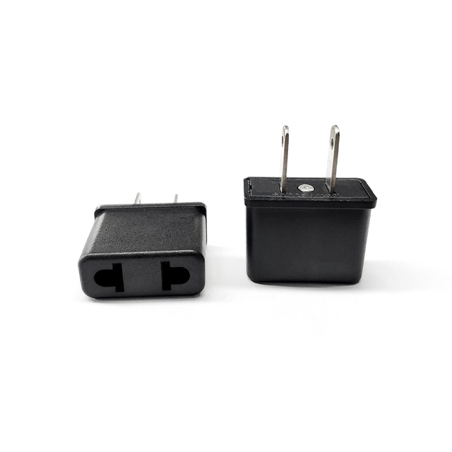 EU to US Adaptor Plug Adapter with Iron 2 Pins in Black Color