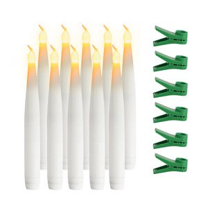 Lot de 10 longues bougies électroniques <span class=keywords><strong>LED</strong></span> lampe de décoration de Noël avec <span class=keywords><strong>pince</strong></span> - Product Image 1