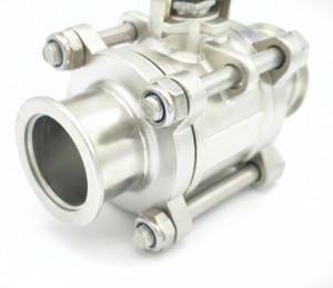 Vanne à boisseau sphérique manuelle 3 pièces durable en acier inoxydable 304 de qualité alimentaire, à température moyenne, à bride Tri-Clamp, pour vide et eau, KF16-KF100, personnalisable - Product Image 3