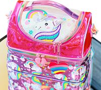 Sac isotherme de pique-nique imperméable en polyester léger avec motif licorne, bandoulière réglable et poignée, pour