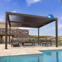 Pergola à lames orientables motorisée, pliable, en aluminium, imperméable, pour extérieur, protection solaire