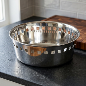 Stainless Steel Storage <b>Basket</b> Bowl With <b>Square</b> Holes For Kitchen Organization - Product Image 3