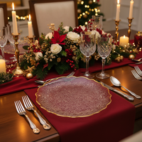 Premium-Qualität 13-Zoll Luxus PP Kunststoff Transparenter Hochzeitsteller mit Anpassbarem Muster Langlebig Wiederverwendbar für Hochzeit Geburtstag