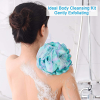 Éponge de douche noire avec logo personnalisé, éponge de bain, loofahs, boule de douche, charbon de bambou naturel, maille, éponges en vrac, grande éponge de douche