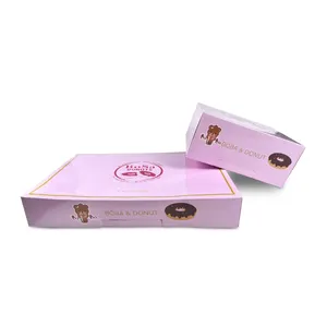 Free Sample 12 Pcs Box Donut Food Grade Paper Products Custom Your Own Logo White Card Paper Boxes
