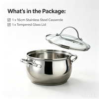 Ensemble de casseroles de style américain en acier inoxydable écologique moderne, 2 pièces, avec couvercle en verre, compatible avec les plaques à induction