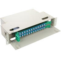 24-Port 48 Core 2U rak pasang Convex ODF Fiber Patch Panel | LC Mode tunggal, pre-loaded dengan kuncir & adaptor