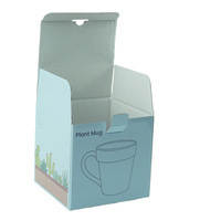 Boîte en carton ondulé écologique, recyclable, bleue, avec lamination mate, solution d'emballage haut de gamme pour le stockage de tasses à plantes, vente en gros