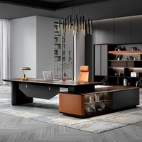 Mobilier de bureau luxueux Table de bureau de directeur à haute brillance Design moderne Mdf Bureau de direction en forme de L pour la maison