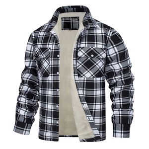 MAQVOB Veste <span class=keywords><strong>polaire</strong></span> coupe-vent d'extérieur de qualité supérieure pour hommes, taille EU US, avec revers, veste chemise à carreaux épais et manches longues à carreaux - Product Image 4