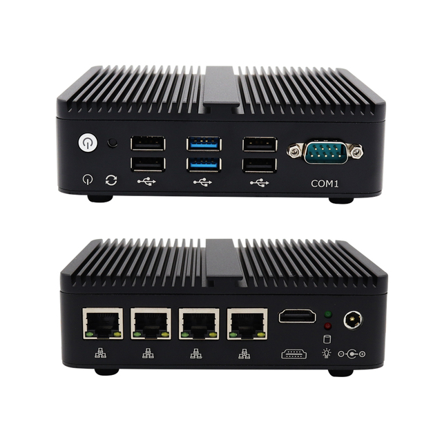 Cheap 4x I210/i211 Gigabit Ethernet Port Fanless Mini Pc Pfsense J4125 Mini Firewall Pc with 1COM Support Vesa Mount