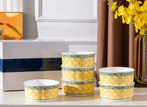 Bol en porcelaine de luxe à motif floral avec couvercle, ensemble de bols à soupe, mini pot à soupe en céramique, pot en céramique de 8 pouces, ensemble de vaisselle en céramique - Product Image 3