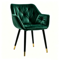Fauteuils de détente modernes et colorés en velours, chaises en tissu velours épais avec dossier et pieds en métal noir