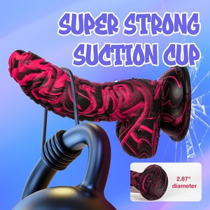 Dildo de Silicona Especial de 7 Pulgadas con Fuerte Succión, Sensación Realista, Rojo y Negro, Dildo Realista Enorme para la Masturbación Femenina - Product Image 3