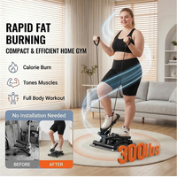 Steppeur hydraulique de fitness grande taille, 11 niveaux de résistance réglables avec bandes de résistance