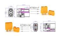 Connecteur Amass XT90H 4,5 mm mâle/femelle plaqué or, fiche banane pour batterie Lipo de drone RC, pièces durables en métal pour bateau RC