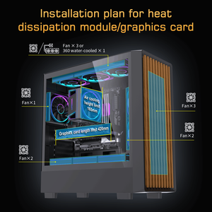 Lovinglcool Chất lượng cao SPCC kim loại dọc ATX trường hợp máy tính trường hợp kính cường lực trò chơi trường hợp nhìn ra biển phòng bằng gỗ bên hàng rào thiết kế - Product Image 2