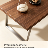 Table basse rectangulaire en noyer avec structure renforcée, table basse moderne minimaliste en bois naturel pour salon, bureau, maison