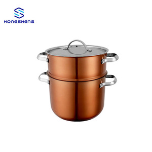 Nouveau Design En Gros 201 En Acier Inoxydable <span class=keywords><strong>Couscous</strong></span> Pot Double Couches Vapeur Soupe Port Avec Cuivre Couleur - Product Image 2
