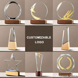 Plaque de récompense en métal et résine avec logo gravé au laser et impression UV personnalisée, trophée en cristal K9 avec base en bois pour les souvenirs d'entreprise et sportifs - Product Image 3