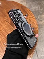 Étui de téléphone magnétique transparent avec miroir brillant électro-plaqué de luxe pour iPhone 17 Air 16 15 14 13 12 Pro Max, coque diamant