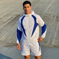 Ensemble veste et short légers en polyester et nylon avec fermeture éclair, coupe-vent pour homme, ensemble de survêtement court pour homme