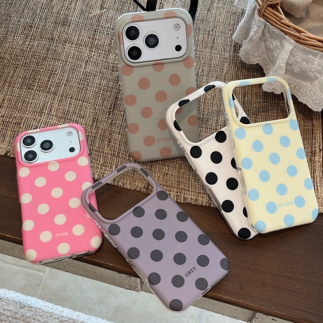 ZL152 Simple Solid Color Polka Dot Phone case for 17/16 Pro, Personalized Shockproof case for iPhone 15 Pro