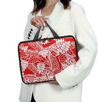 Étui pour ordinateur portable en PU au design hawaïen personnalisable, sac d'ordinateur portable esthétique et portable avec poignée, housse pour ordinateur portable personnalisée pour femmes
