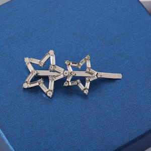 Pince à cheveux coréenne en alliage de zinc électroplaqué, double étoile à cinq branches, pince latérale pour frange, accessoire de coiffure pour femme, style japonais et coréen - Product Image 3