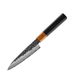 Japanese Mini Chef <b>Knife</b> Hand Hammered Damascus Steel <b>Kitchen</b> <b>Knife</b> Premium Ebony Wood Handle Ultra‑Sharp Utility <b>Knife</b> - Product Image 1