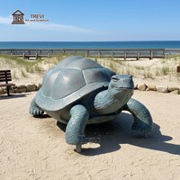 Sculpture de tortue en bronze antique TREVI, grande statue de tortue en métal coulé sur mesure pour la décoration de paysages en bord de mer