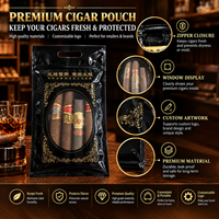 Sac de rangement pour cigares avec couche hydratante et fenêtre transparente, conception personnalisée, sac d'emballage pour cigares en plastique avec fermeture éclair