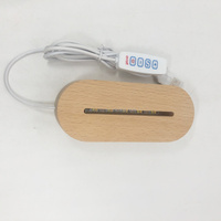 Usine directement Led Illusion acrylique rond ovale personnalisé Base de lumière LED pour acrylique 3D veilleuse Base de lampe en bois