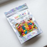 Bolsa Holográfica con Cierre, Tipo Stand-up, de Mylar, 3.5g, Impresión Digital Personalizada CMYK, PET/VMPET/PE, para Envasado de Alimentos, Reutilizable, para Venta Minorista