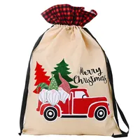 도매 75x45cm 모조 린넨 대형 크리스마스 가방 산타 자루 크리스마스 산타 선물 가방 대량
