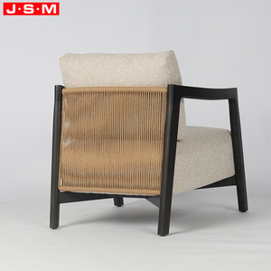 Sillones Nórdicos Modernos con <span class=keywords><strong>Brazos</strong></span>, Sillas de Salón con Respaldo de Cuerda de Papel, Asiento Acolchado Tapizado, Sillones de Madera para el Hogar - Product Image 5