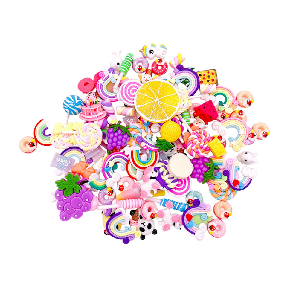 LDD99 подвески из смолы с плоской задней стороной, подвески для слайма и контейнеры, смешанные конфеты для торта, кабошоны из смолы для поделок своими руками