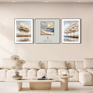 Moderno dipinto murale minimalista "albero torreggiante <span class=keywords><strong>di</strong></span> una barca a foglia" all'ingresso del soggiorno - Product Image 5