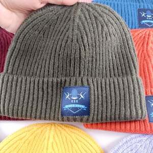 Custom Printing <b>Patch</b> logo Winter Beanie Hat Short Brim Autumn Unisex Docker Beanie - Product Image 6