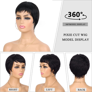Perruque <span class=keywords><strong>Courte</strong></span> Pixie à Boucles Lace Front Pré-Épilée avec Baby Hair Brésilienne – Perruque Pixie Glueless Lace Frontale en <span class=keywords><strong>Cheveux</strong></span> Humains - Product Image 2