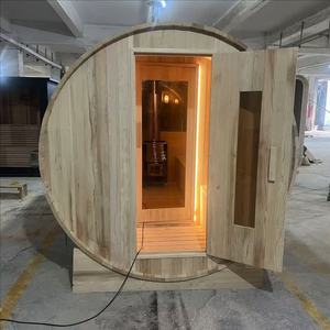JINGEN 2000MM Durchmesser 6-Personen Kanadische Rotzeder & Hemlock Elektrische Outdoor-Fass-Sauna Traditioneller Saunaraum mit Ofen - Product Image 4