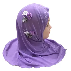 美丽的花朵穆斯林伊斯兰阿拉伯女孩年龄2-6头巾儿童