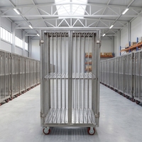 Chariot de stockage robuste en acier galvanisé CASE CARTER OEM avec roues, cage en treillis métallique, conteneur roulant de sécurité 400 kg